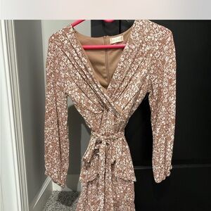 Altar'd State Brown Floral Long Sleeve Dress